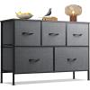 imageWLIVE Dresser for Bedroom with 5 Drawers Wide Chest of Drawers Fabric Dresser Storage Organizer Unit with Fabric Bins for Closet Living Room Hallway Black and Rustic BrownDark Gray