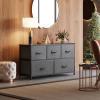imageWLIVE Dresser for Bedroom with 5 Drawers Wide Chest of Drawers Fabric Dresser Storage Organizer Unit with Fabric Bins for Closet Living Room Hallway Black and Rustic BrownDark Gray