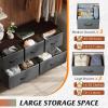 imageWLIVE Dresser for Bedroom with 5 Drawers Wide Chest of Drawers Fabric Dresser Storage Organizer Unit with Fabric Bins for Closet Living Room Hallway Black and Rustic BrownDark Gray