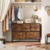 imageWLIVE Dresser for Bedroom with 5 Drawers Wide Chest of Drawers Fabric Dresser Storage Organizer Unit with Fabric Bins for Closet Living Room Hallway Black and Rustic BrownRustic Brown Wood Grain Print