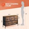 imageWLIVE Dresser for Bedroom with 5 Drawers Wide Chest of Drawers Fabric Dresser Storage Organizer Unit with Fabric Bins for Closet Living Room Hallway Black and Rustic BrownRustic Brown Wood Grain Print