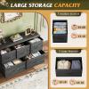 imageWLIVE Dresser for Bedroom with 5 Drawers Wide Chest of Drawers Fabric Dresser Storage Organizer Unit with Fabric Bins for Closet Living Room Hallway Black and Rustic BrownCharcoal Black Wood Grain Print