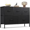 imageWLIVE Dresser for Bedroom with 5 Drawers Wide Chest of Drawers Fabric Dresser Storage Organizer Unit with Fabric Bins for Closet Living Room Hallway Black and Rustic BrownCharcoal Black