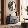 imageWLIVE Dresser for Bedroom with 5 Drawers Wide Chest of Drawers Fabric Dresser Storage Organizer Unit with Fabric Bins for Closet Living Room Hallway Black and Rustic BrownDark Gray