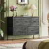 imageWLIVE Dresser for Bedroom with 5 Drawers Wide Chest of Drawers Fabric Dresser Storage Organizer Unit with Fabric Bins for Closet Living Room Hallway Black and Rustic BrownCharcoal Black Wood Grain Print