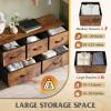 imageWLIVE Dresser for Bedroom with 5 Drawers Wide Chest of Drawers Fabric Dresser Storage Organizer Unit with Fabric Bins for Closet Living Room Hallway Black and Rustic BrownRustic Brown Wood Grain Print