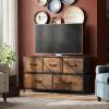 imageWLIVE Dresser for Bedroom with 5 Drawers Wide Chest of Drawers Fabric Dresser Storage Organizer Unit with Fabric Bins for Closet Living Room Hallway Black and Rustic BrownRustic Brown Wood Grain Print