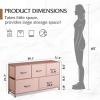 imageWLIVE Dresser for Bedroom with 5 Drawers Wide Chest of Drawers Fabric Dresser Storage Organizer Unit with Fabric Bins for Closet Living Room Hallway Black and Rustic BrownPink
