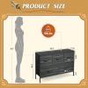 imageWLIVE Dresser for Bedroom with 5 Drawers Wide Chest of Drawers Fabric Dresser Storage Organizer Unit with Fabric Bins for Closet Living Room Hallway Black and Rustic BrownCharcoal Black Wood Grain Print
