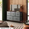 imageWLIVE Dresser for Bedroom with 5 Drawers Wide Chest of Drawers Fabric Dresser Storage Organizer Unit with Fabric Bins for Closet Living Room Hallway Black and Rustic BrownDark Gray