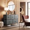 imageWLIVE Dresser for Bedroom with 5 Drawers Wide Chest of Drawers Fabric Dresser Storage Organizer Unit with Fabric Bins for Closet Living Room Hallway Black and Rustic BrownDark Gray
