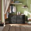 imageWLIVE Dresser for Bedroom with 5 Drawers Wide Chest of Drawers Fabric Dresser Storage Organizer Unit with Fabric Bins for Closet Living Room Hallway Black and Rustic BrownBlack and Rustic Brown