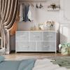 imageWLIVE Dresser for Bedroom with 5 Drawers Wide Chest of Drawers Fabric Dresser Storage Organizer Unit with Fabric Bins for Closet Living Room Hallway Black and Rustic BrownLight Grey