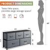 imageWLIVE Dresser for Bedroom with 5 Drawers Wide Chest of Drawers Fabric Dresser Storage Organizer Unit with Fabric Bins for Closet Living Room Hallway Black and Rustic BrownDark Gray