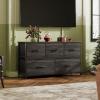 imageWLIVE Dresser for Bedroom with 5 Drawers Wide Chest of Drawers Fabric Dresser Storage Organizer Unit with Fabric Bins for Closet Living Room Hallway Black and Rustic BrownCharcoal Black Wood Grain Print