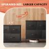 imageWLIVE Dresser for Bedroom with 5 Drawers Wide Chest of Drawers Fabric Dresser Storage Organizer Unit with Fabric Bins for Closet Living Room Hallway Black and Rustic BrownCharcoal Black