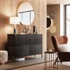 imageWLIVE Dresser for Bedroom with 5 Drawers Wide Chest of Drawers Fabric Dresser Storage Organizer Unit with Fabric Bins for Closet Living Room Hallway Black and Rustic BrownCharcoal Black
