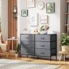 imageWLIVE Dresser for Bedroom with 6 Drawers Wide Fabric Dresser TV Stand for 50 Inches TV with Metal Frame Wooden Top Fabric Storage Organizer for Livingroom Hallway Dark GrayDark Gray