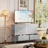 imageWLIVE Dresser for Bedroom with 6 Drawers Wide Fabric Dresser TV Stand for 50 Inches TV with Metal Frame Wooden Top Fabric Storage Organizer for Livingroom Hallway Dark GrayLight Grey