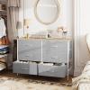 imageWLIVE Dresser for Bedroom with 6 Drawers Wide Fabric Dresser TV Stand for 50 Inches TV with Metal Frame Wooden Top Fabric Storage Organizer for Livingroom Hallway Dark GrayLight Grey