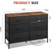 imageWLIVE Dresser for Bedroom with 6 Drawers Wide Fabric Dresser TV Stand for 50 Inches TV with Metal Frame Wooden Top Fabric Storage Organizer for Livingroom Hallway Dark GrayBlack and Rustic Brown