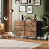 imageWLIVE Dresser for Bedroom with 6 Drawers Wide Fabric Dresser TV Stand for 50 Inches TV with Metal Frame Wooden Top Fabric Storage Organizer for Livingroom Hallway Dark GrayRustic Brown