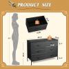 imageWLIVE Dresser for Bedroom with 6 Drawers Wide Fabric Dresser TV Stand for 50 Inches TV with Metal Frame Wooden Top Fabric Storage Organizer for Livingroom Hallway Dark GrayCharcoal Black Wood Grain Print