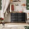 imageWLIVE Dresser for Bedroom with 6 Drawers Wide Fabric Dresser TV Stand for 50 Inches TV with Metal Frame Wooden Top Fabric Storage Organizer for Livingroom Hallway Dark GrayBlack and Rustic Brown