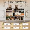 imageWLIVE Dresser for Bedroom with 6 Drawers Wide Fabric Dresser TV Stand for 50 Inches TV with Metal Frame Wooden Top Fabric Storage Organizer for Livingroom Hallway Dark GrayLight Grey
