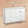 imageWLIVE Dresser for Bedroom with 6 Drawers Wide Fabric Dresser TV Stand for 50 Inches TV with Metal Frame Wooden Top Fabric Storage Organizer for Livingroom Hallway Dark GrayWhite