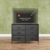 imageWLIVE Dresser for Bedroom with 6 Drawers Wide Fabric Dresser TV Stand for 50 Inches TV with Metal Frame Wooden Top Fabric Storage Organizer for Livingroom Hallway Dark GrayCharcoal Black Wood Grain Print