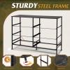 imageWLIVE Dresser for Bedroom with 6 Drawers Wide Fabric Dresser TV Stand for 50 Inches TV with Metal Frame Wooden Top Fabric Storage Organizer for Livingroom Hallway Dark GrayCharcoal Black Wood Grain Print