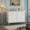 imageWLIVE Dresser for Bedroom with 6 Drawers Wide Fabric Dresser TV Stand for 50 Inches TV with Metal Frame Wooden Top Fabric Storage Organizer for Livingroom Hallway Dark GrayWhite