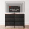 imageWLIVE Dresser for Bedroom with 6 Drawers Wide Fabric Dresser TV Stand for 50 Inches TV with Metal Frame Wooden Top Fabric Storage Organizer for Livingroom Hallway Dark GrayBlack and Rustic Brown