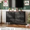 imageWLIVE Dresser for Bedroom with 6 Drawers Wide Fabric Dresser TV Stand for 50 Inches TV with Metal Frame Wooden Top Fabric Storage Organizer for Livingroom Hallway Dark GrayBlack and Rustic Brown
