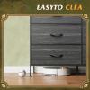 imageWLIVE Dresser for Bedroom with 6 Drawers Wide Fabric Dresser TV Stand for 50 Inches TV with Metal Frame Wooden Top Fabric Storage Organizer for Livingroom Hallway Dark GrayCharcoal Black Wood Grain Print
