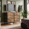 imageWLIVE Dresser for Bedroom with 6 Drawers Wide Fabric Dresser TV Stand for 50 Inches TV with Metal Frame Wooden Top Fabric Storage Organizer for Livingroom Hallway Dark GrayRustic Brown