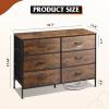 imageWLIVE Dresser for Bedroom with 6 Drawers Wide Fabric Dresser TV Stand for 50 Inches TV with Metal Frame Wooden Top Fabric Storage Organizer for Livingroom Hallway Dark GrayRustic Brown