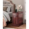 imageWLIVE End Table with Charging Station Narrow Side Table for Living Room Farmhouse Night Stand with Storage Drawer Small Wooden Nightstand with Concealed Outlets EspressoEspresso With Drawer