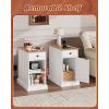 imageWLIVE End Table with Charging Station Narrow Side Table for Living Room Farmhouse Night Stand with Storage Drawer Small Wooden Nightstand with Concealed Outlets EspressoWhite With Drawer