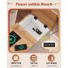 imageWLIVE End Table with Charging Station Narrow Side Table for Living Room Farmhouse Night Stand with Storage Drawer Small Wooden Nightstand with Concealed Outlets EspressoWhite With Drawer