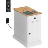 imageWLIVE End Table with Charging Station Narrow Side Table for Living Room Farmhouse Night Stand with Storage Drawer Small Wooden Nightstand with Concealed Outlets EspressoWhite With Drawer