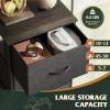 imageWLIVE Fabric Dresser 5Drawer Tall Dresser for Bedroom Storage Organizer with Fabric Bins Wood Top Sturdy Steel Frame Chest of Drawers for Closet Hallway Rustic Brown Wood Grain PrintCharcoal Black