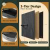 imageWLIVE Fabric Dresser 5Drawer Tall Dresser for Bedroom Storage Organizer with Fabric Bins Wood Top Sturdy Steel Frame Chest of Drawers for Closet Hallway Rustic Brown Wood Grain PrintCharcoal Black Wood Grain Print