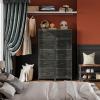 imageWLIVE Fabric Dresser 5Drawer Tall Dresser for Bedroom Storage Organizer with Fabric Bins Wood Top Sturdy Steel Frame Chest of Drawers for Closet Hallway Rustic Brown Wood Grain PrintCharcoal Black Wood Grain Print