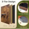 imageWLIVE Fabric Dresser 5Drawer Tall Dresser for Bedroom Storage Organizer with Fabric Bins Wood Top Sturdy Steel Frame Chest of Drawers for Closet Hallway Rustic Brown Wood Grain PrintRustic Brown Wood Grain Print