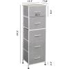 imageWLIVE Fabric Dresser 5Drawer Tall Dresser for Bedroom Storage Organizer with Fabric Bins Wood Top Sturdy Steel Frame Chest of Drawers for Closet Hallway Rustic Brown Wood Grain PrintLight Grey