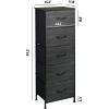 imageWLIVE Fabric Dresser 5Drawer Tall Dresser for Bedroom Storage Organizer with Fabric Bins Wood Top Sturdy Steel Frame Chest of Drawers for Closet Hallway Rustic Brown Wood Grain PrintCharcoal Black Wood Grain Print