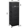 imageWLIVE Fabric Dresser 5Drawer Tall Dresser for Bedroom Storage Organizer with Fabric Bins Wood Top Sturdy Steel Frame Chest of Drawers for Closet Hallway Rustic Brown Wood Grain PrintCharcoal Black