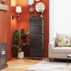 imageWLIVE Fabric Dresser 5Drawer Tall Dresser for Bedroom Storage Organizer with Fabric Bins Wood Top Sturdy Steel Frame Chest of Drawers for Closet Hallway Rustic Brown Wood Grain PrintCharcoal Black Wood Grain Print